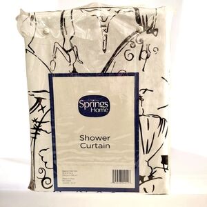 Paris Parisian Shower Curtian Springs Home Black and White Cloth Shower Curtain